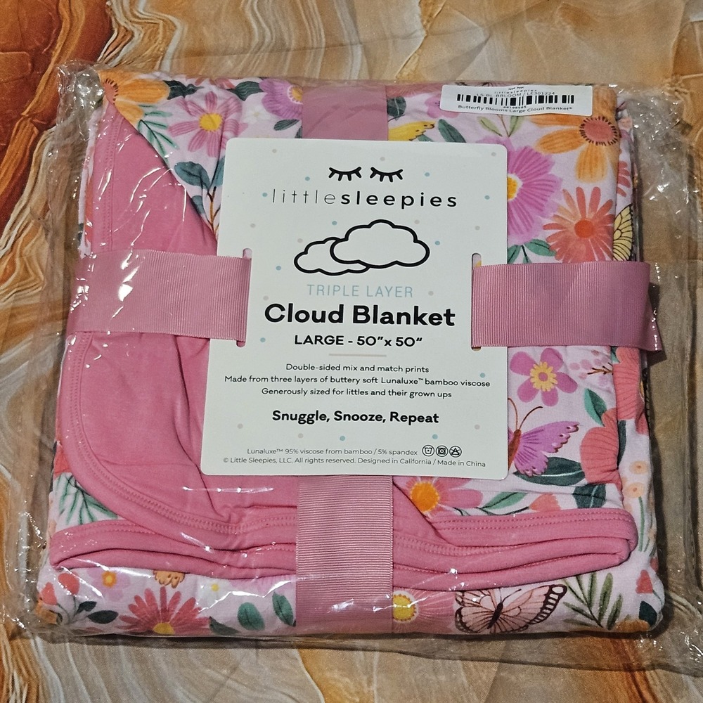 Little Sleepies Butterfly Blooms Cloud Blanket 50x50 Triple Layer NWT